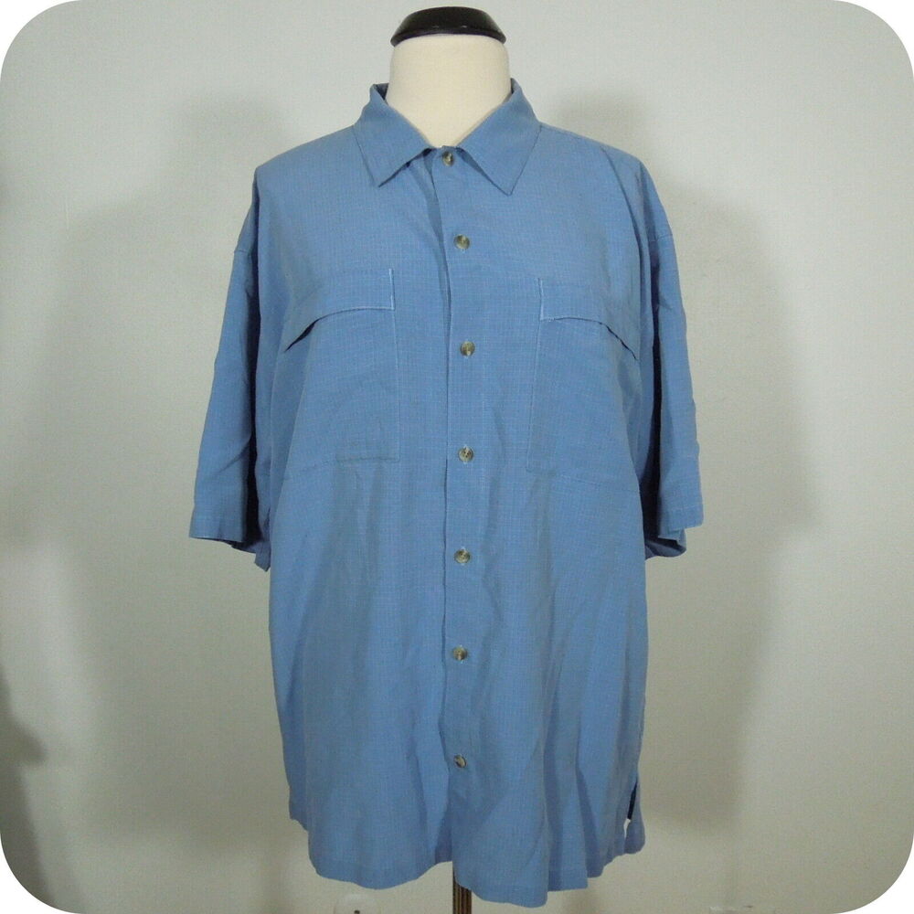 COLUMBIA Shirt XL Sportswear Mens Blue Button Front Short Sleeves Pockets